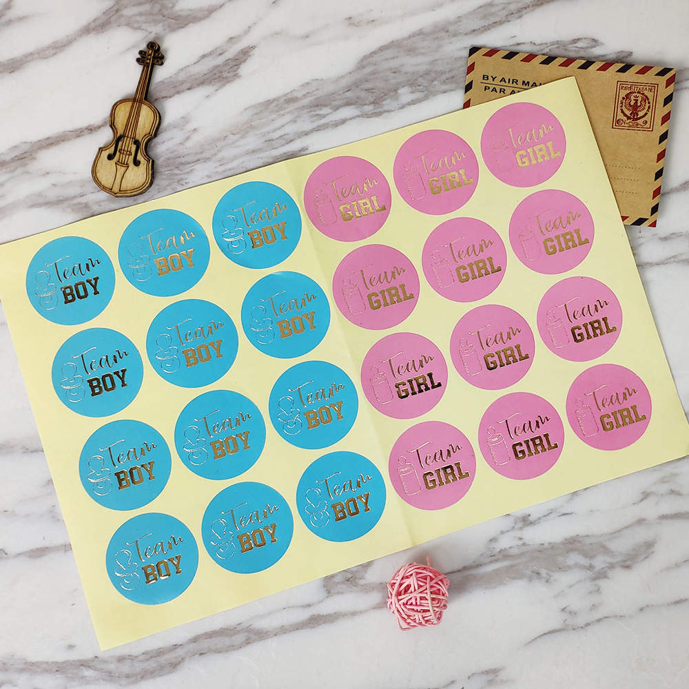 Decorative Party Team Girl and Team Boy Stickers image 1