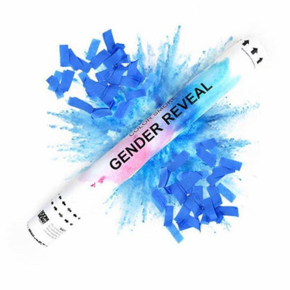 40% OFF BUNDLE – 4 x Gender Reveal Biodegradable Confetti and Smoke Cannon 45 cm - Blue image