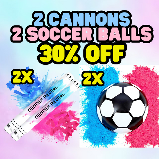 30% OFF BUNDLE - 2 x Biodegradable Confetti and Smoke Cannon 45 cm + 2 Soccer Ball Kits image 0