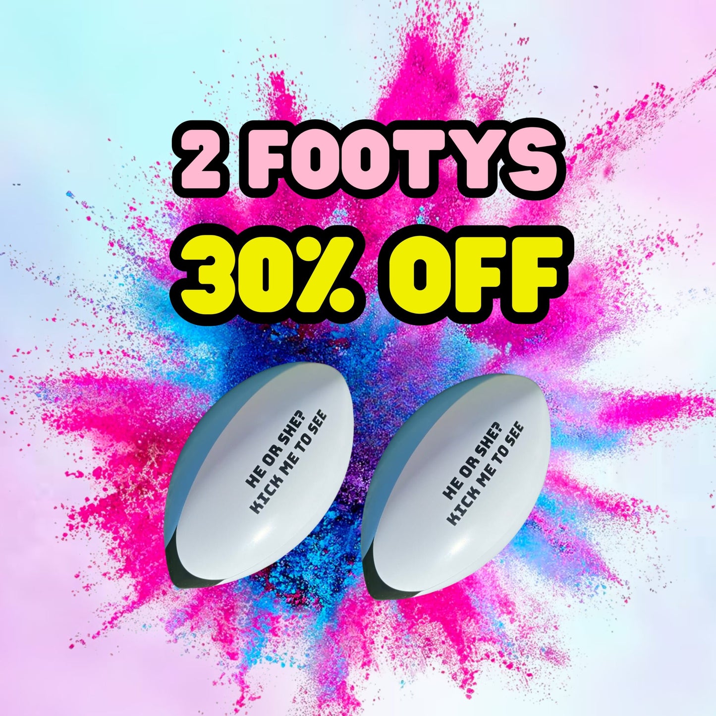 30% OFF BUNDLE - 2 X Gender Reveal Football and Rugby Ball - Pink image