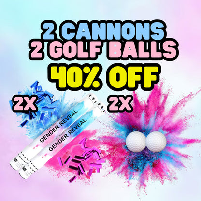 40% OFF BUNDLE - 2 x Metallic Confetti and Smoke Cannon 45 cm + 2 Golf Balls image 0