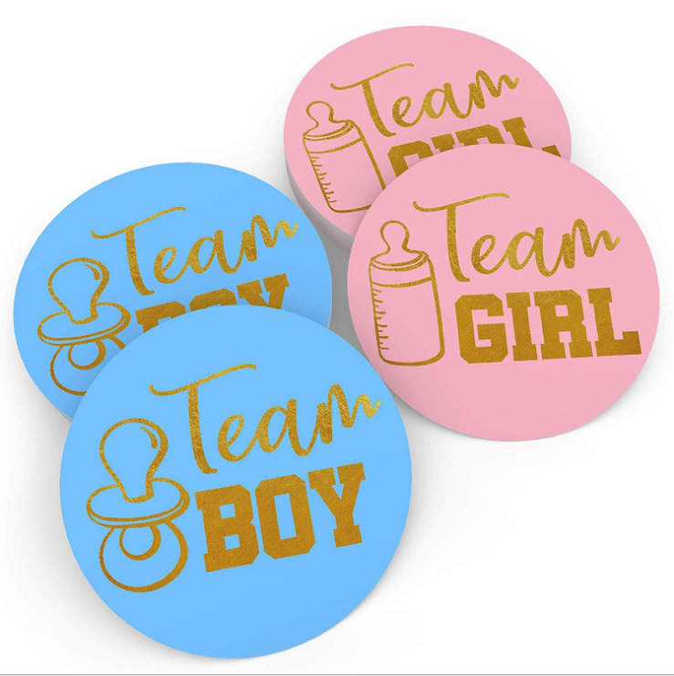 Decorative Party Team Girl and Team Boy Stickers image 0