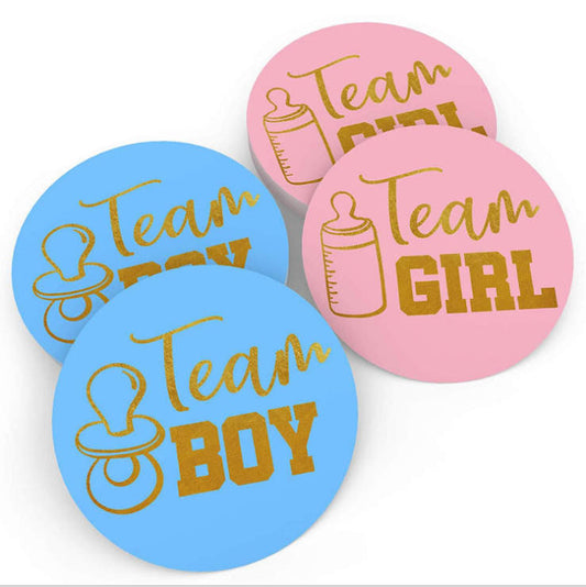 Decorative Party Team Girl and Team Boy Stickers image 0