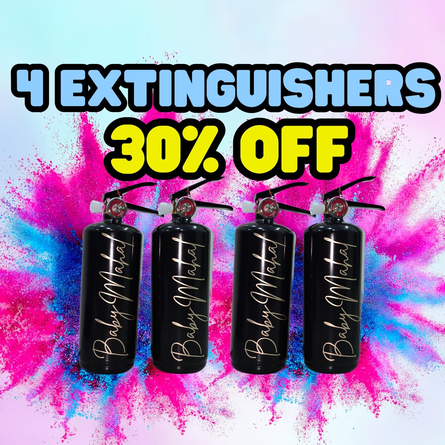 30% OFF BUNDLE - 4 x Gender Reveal Fire Extinguishers image 0