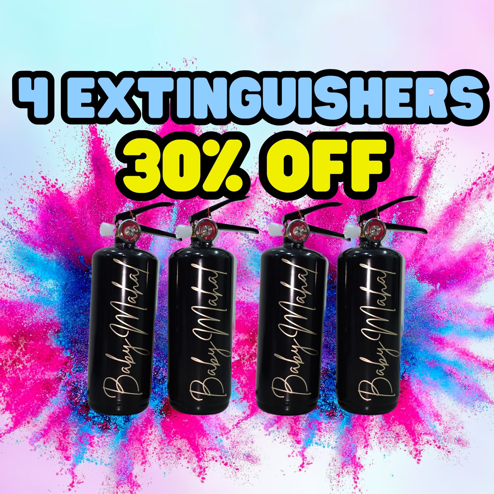 30% OFF BUNDLE - 4 x Gender Reveal Fire Extinguishers image 0